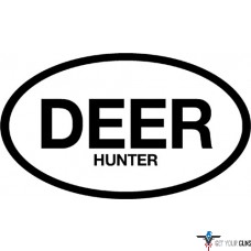 OUTDOOR DECALS DEER HUNTER OVAL 6"X3.5" BLACK ON WHITE