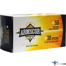 ARMSCOR AMMO .38 SPECIAL 158GR FMJ-RN 50-PACK MADE IN USA