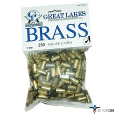 GREAT LAKES BRASS 9MM LUGER ONCE FIRED 250CT