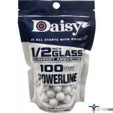 DAISY SLINGSHOT AMMUNTION 1/2" GLASS 100-COUNT PACK
