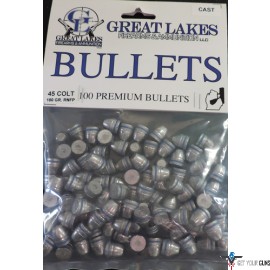 GREAT LAKES BULLETS .45LC .452 180GR. LEAD-RNFP 100CT