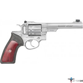 RUGER GP100 .22LR 6" ADJ. SGTS STAINLESS RUBBER W/HDWD INSERT