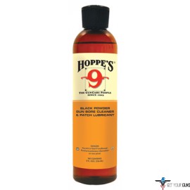 HOPPES #9+ BLACKPOWDER SOLVENT AND PATCH LUBE 8OZ. SQ.BOTTLE