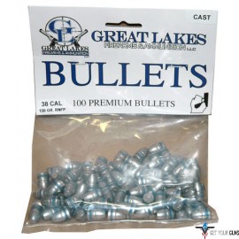 GREAT LAKES BULLETS .38/.357 .358 130GR. LEAD-RNFP 100CT