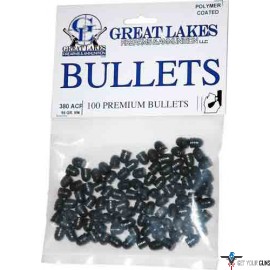 GREAT LAKES BULLETS .380ACP .356 95GR LEAD-RN POLY 100CT