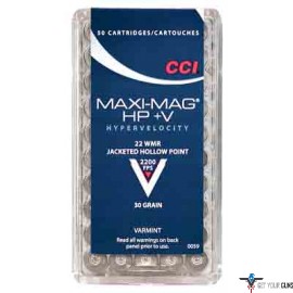 CCI AMMO MAXI-MAG .22WMR+V 2200FPS. 30GR. JHP 50-PACK