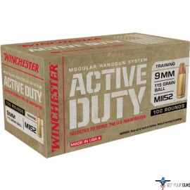 WIN AMMO ACTIVE DUTY 9MM LUGER 115GR. FMJ-FN 100-PACK