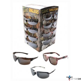 RIVERS EDGE SUNGLASS CASE LOTS GRN-PINK-WHITE CAMO 36-PACK