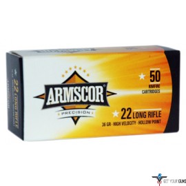 ARMSCOR AMMO .22LR HIGH-VEL 36GR. LEAD-HP 50-PACK