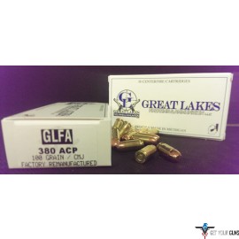 GREAT LAKES AMMO .380ACP 100GR. FMJ 50-PACK
