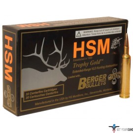 HSM AMMO .308 NORMA MAG 185GR. BERGER MATCH HUNTING VLD 20-PK
