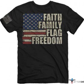 BUCK WEAR T-SHIRT "FAITH FAMILY FLAG FREEDOM" BLACK MED