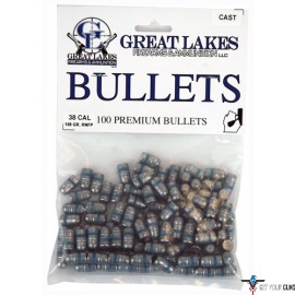 GREAT LAKES BULLETS .38/.357 .358 158GR. LEAD-RNFP 100CT