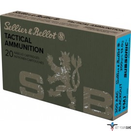 S&B AMMO .300AAC BLACKOUT SUBSONIC 200GR. FMJ 20-PACK