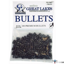 GREAT LAKES BULLETS .32 CAL. .313 100GR LEAD-SWC POLY 100CT