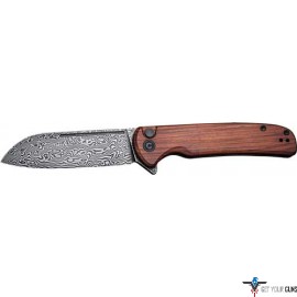 CIVIVI KNIFE CHEVALIER 3.46" CUIBOURTIA WOOD/BLK DAMASCUS