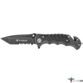 S&W KNIFE BORDER GUARD 3.5" BLADE W/STRAP CUTTER/GLS BREKR