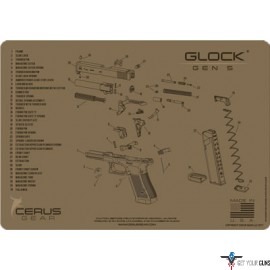 CERUS GEAR 3MM PROMATS 12"X17" GLOCK GEN5 SCHEMATIC COYOTE