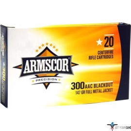 ARMSCOR AMMO .300AAC BLACKOUT 147GR. FMJ 20RD BOX