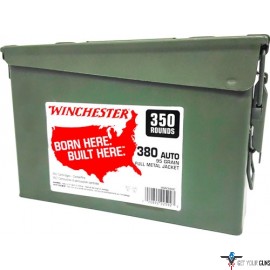 WIN AMMO .380ACP (CASE OF 2) 95GR FMJ-RN AMMO CAN 350PK