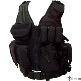 RED ROCK CROSS DRAW VEST BLACK 3 PISTOL AND 3 M4 MAG POUCHES