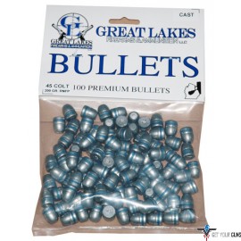 GREAT LAKES BULLETS .45LC .452 200GR. LEAD-RNFP 100CT