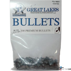 GREAT LAKES BULLETS .38/.357 .358 130GR LEAD-RNFP POLY 100