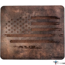 VERSACARRY LEATHER CLEANING MAT 13"X11" AMERICAN FLAG BRN