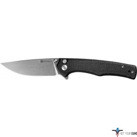 SENCUT KNIFE CROWLEY 3.48" BLACK MICARTA/STONEWASHED D2