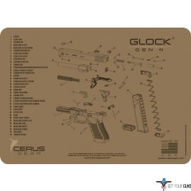 CERUS GEAR 3MM PROMATS 12"X17" GLOCK GEN4 SCHEMATIC COYOTE