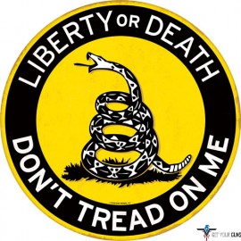 OPEN ROAD BRANDS DIE CUT EMB TIN SIGN DON'T TREAD ON ME YLW