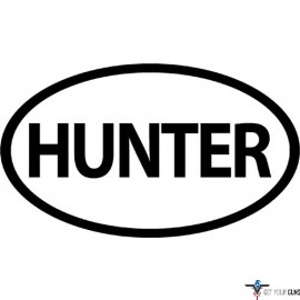 OUTDOOR DECALS HUNTER OVAL 4"X6" BLACK ON WHITE
