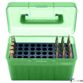 MTM DELUXE AMMO BOX 50-ROUNDS RIFLE .22-250 TO .308 GREEN