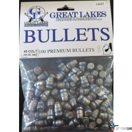 GREAT LAKES BULLETS .45LC .452 255GR. LEAD-SWC 100CT