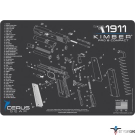 CERUS GEAR 3MM PROMATS 12"X17" KIMBER 1911 PRO/COMP CHAR GREY