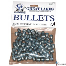 GREAT LAKES BULLETS .45LC .452 250GR. LEAD-RNFP 100CT