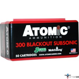 ATOMIC AMMO .300AAC BLACKOUT SUB-SONIC 220GR. HPBT 50-PACK