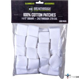 BREAKTHROUGH CLEANING PATCHES 1 1/2" SQUARE .243-270 50 PACK