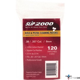 SLIP 2000 CLEANING PATCHES 2.5"SQ .38/357/40/9mm 120-PACK