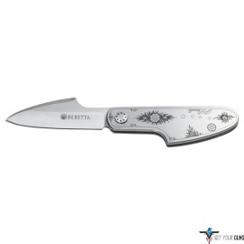 BERETTA KNIFE BASCULA ENGRAVED 3.07" BLADE W/SHEATH & BOX