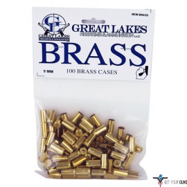 GREAT LAKES BRASS 9MM LUGER NEW 100CT