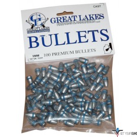 GREAT LAKES BULLETS 9MM .356 147GR. LEAD-TCFP 100CT