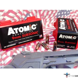 ATOMIC AMMO 9MM LUGER SUBSONIC 147GR. BONDED JHP 50-PACK