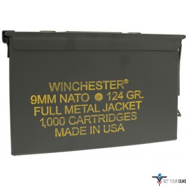 WIN AMMO NATO 9MM LUGER 124GR. FMJ-RN 1000-PK AMMO CAN