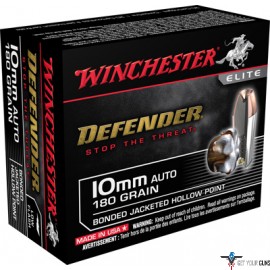 WIN AMMO DEFENDER 10MM AUTO 180GR. BONDED JHP 20-PACK