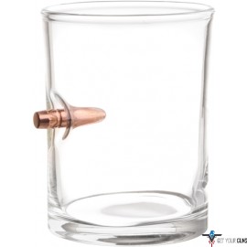2 MONKEY WHISKEY GLASS WITH .308 BULLET BLOWN IN