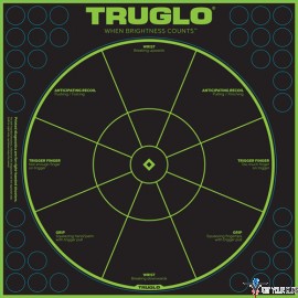 TRUGLO TRU-SEE REACTIVE TARGET HANDGUN DIAGNOSTIC 12"X12" 6PK