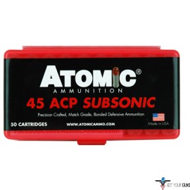 ATOMIC AMMO .45ACP SUBSONIC 250GR. BONDED JHP 50-PACK