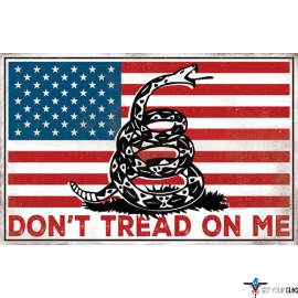 OPEN ROAD BRANDS DIE CUT TIN SIGN DON'T TREAD ON ME (FLAG)